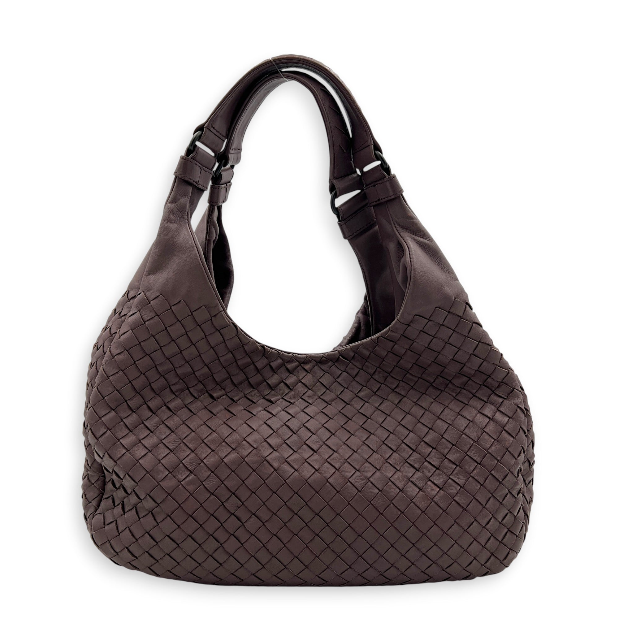 Campana Shoulder Bag Purple in Intrecciato Leather, Ruthenium hardware