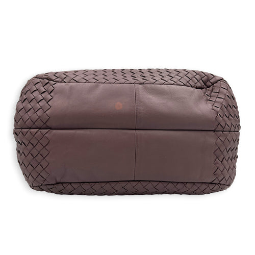 Campana Shoulder Bag Purple in Intrecciato Leather, Ruthenium hardware