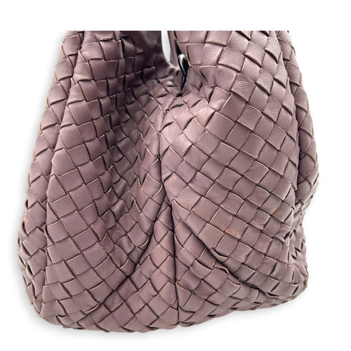 Campana Shoulder Bag Purple in Intrecciato Leather, Ruthenium hardware