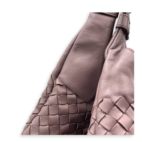 Campana Shoulder Bag Purple in Intrecciato Leather, Ruthenium hardware