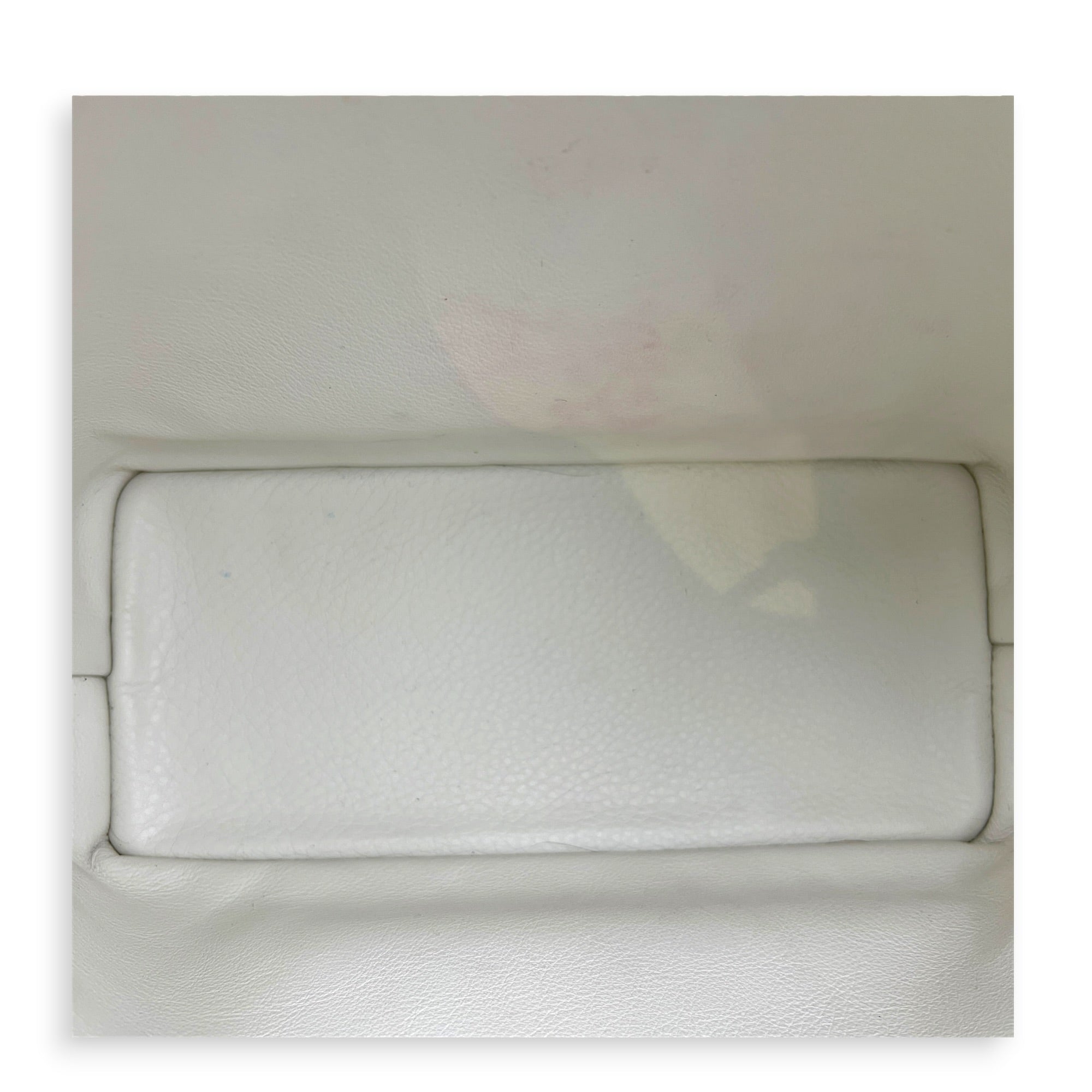 Anjou Mini White Tote Bag in Coated Canvas, Silver hardware