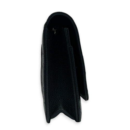 Classic Wallet On Chain Black in Caviar Leather, Silver hardware