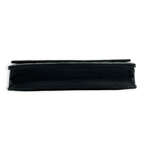Classic Wallet On Chain Black in Caviar Leather, Silver hardware