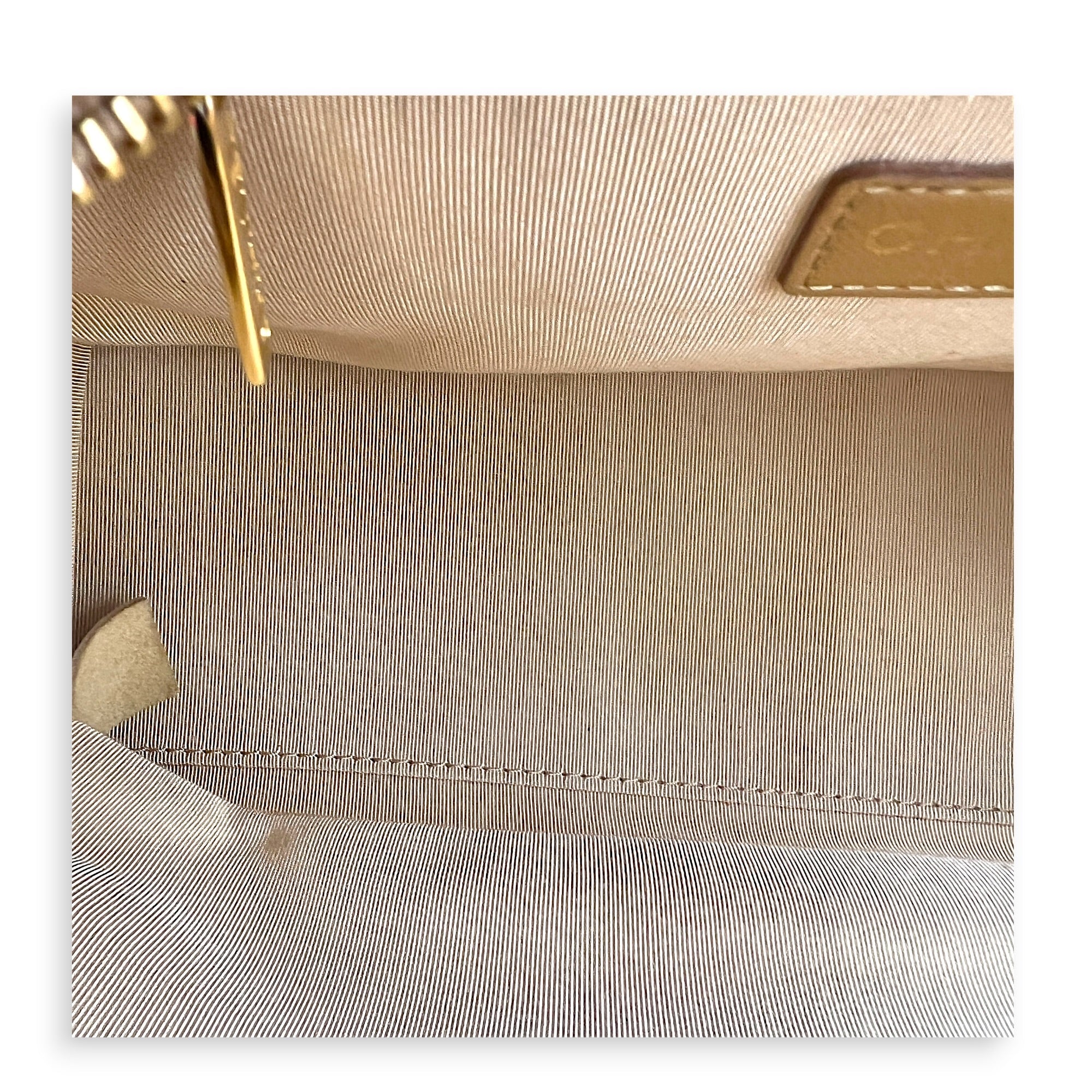 CC Boston Beige Top Handle Bag in Caviar Leather, Gold hardware