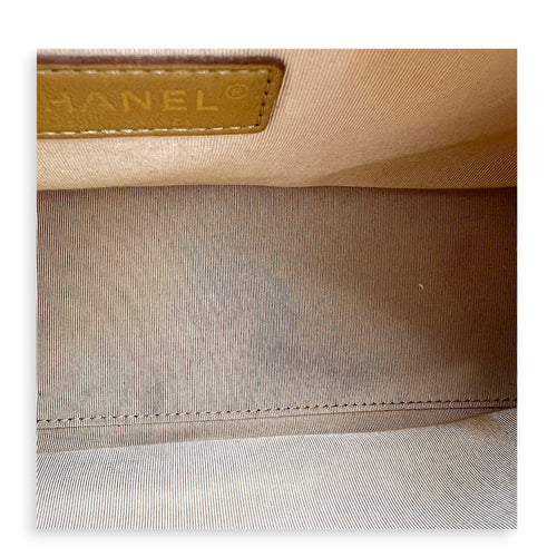 CC Boston Beige Top Handle Bag in Caviar Leather, Gold hardware
