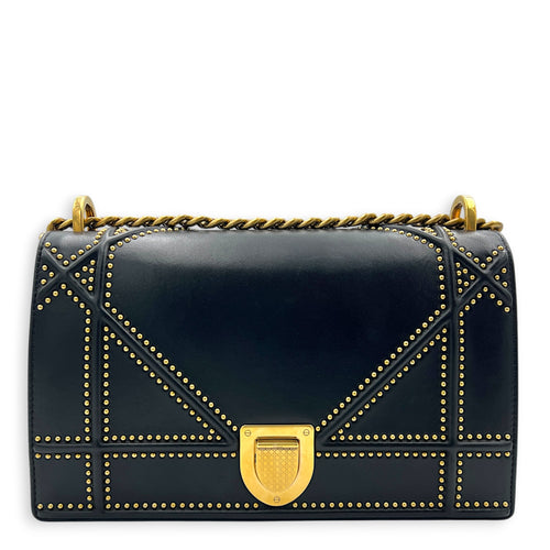 Diorama Shoulder Bag Black in Calfskin, Gold hardware