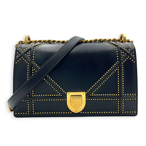 Diorama Shoulder Bag Black in Calfskin, Gold hardware