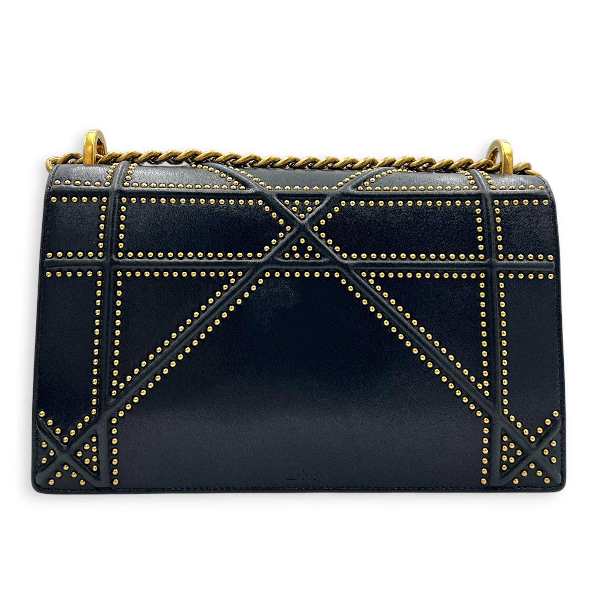 Diorama Shoulder Bag Black in Calfskin, Gold hardware