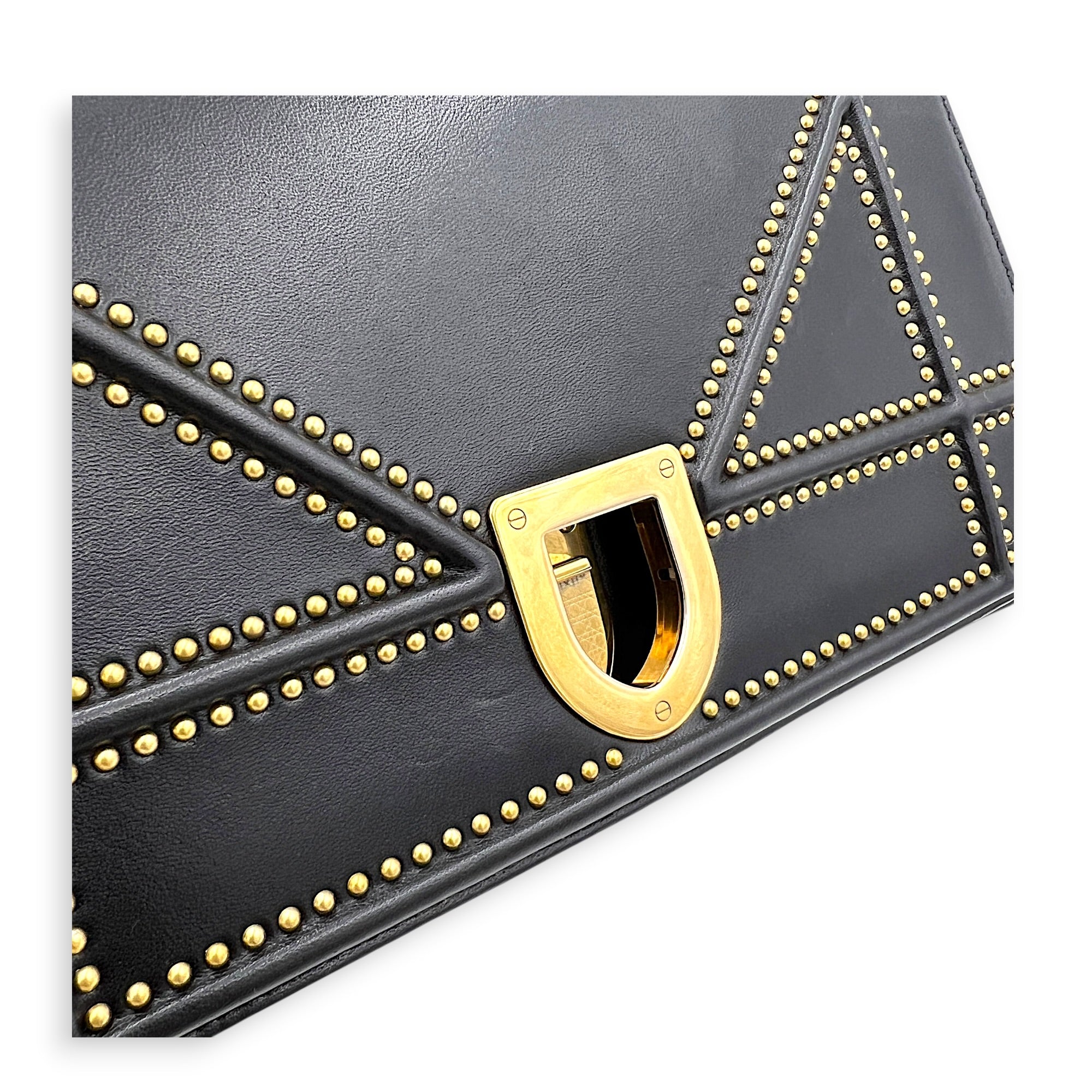 Diorama Shoulder Bag Black in Calfskin, Gold hardware