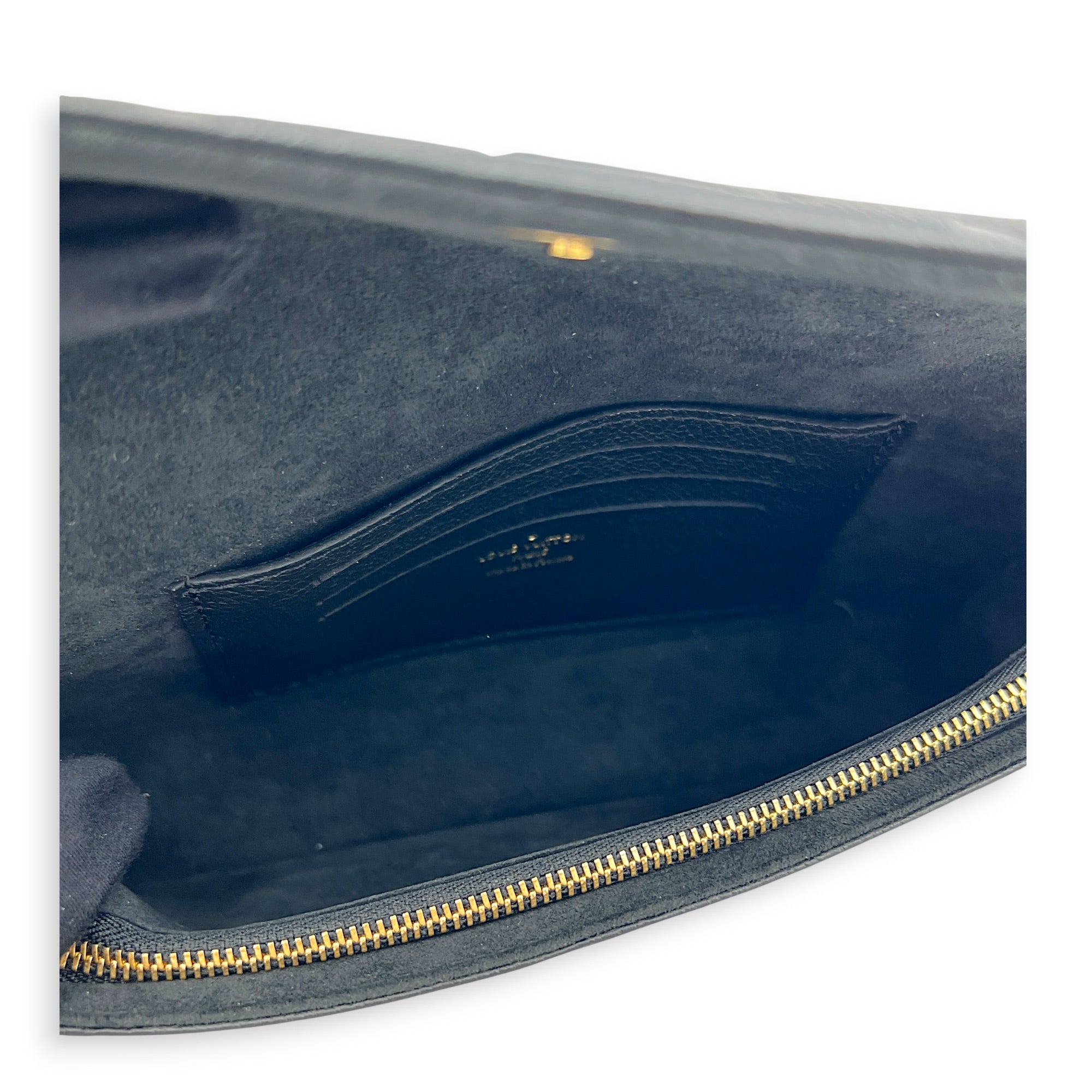 Ivy Wallet On Chain Black in Monogram Empreinte Leather, Gold hardware