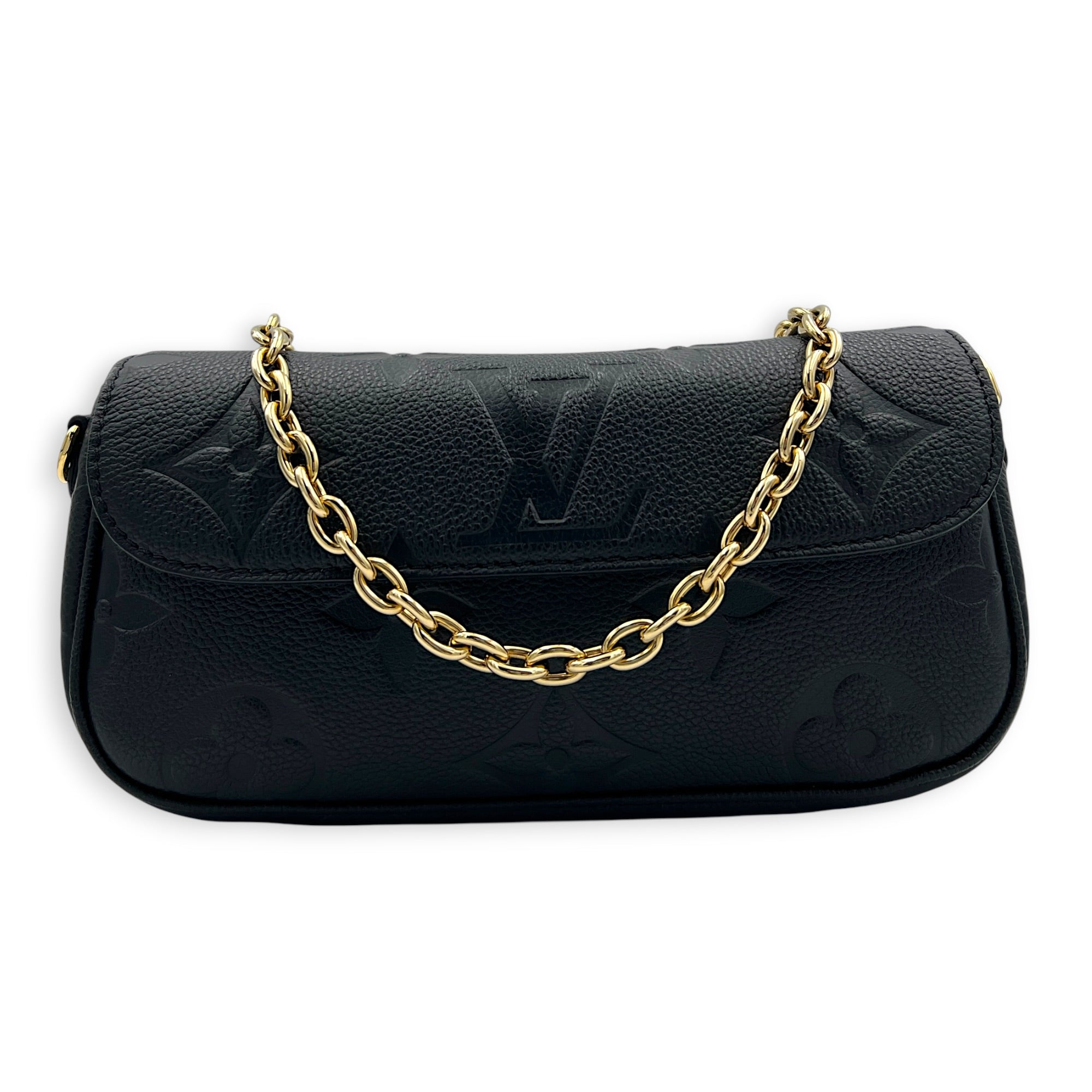 Ivy Wallet On Chain Black in Monogram Empreinte Leather, Gold hardware