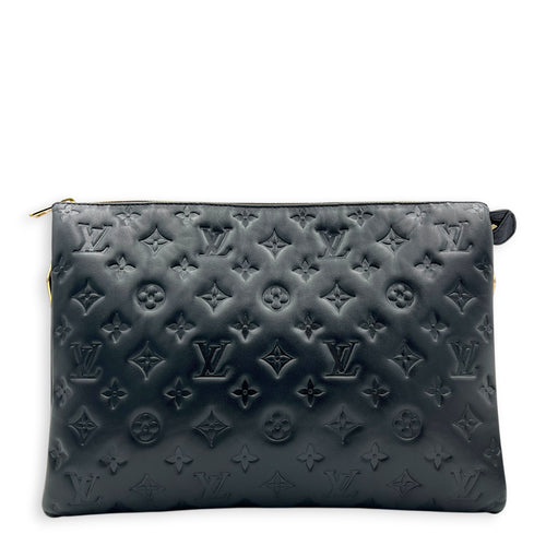 Coussin Shoulder Bag MM Black in Monogram Empreinte Leather, Gold hardware