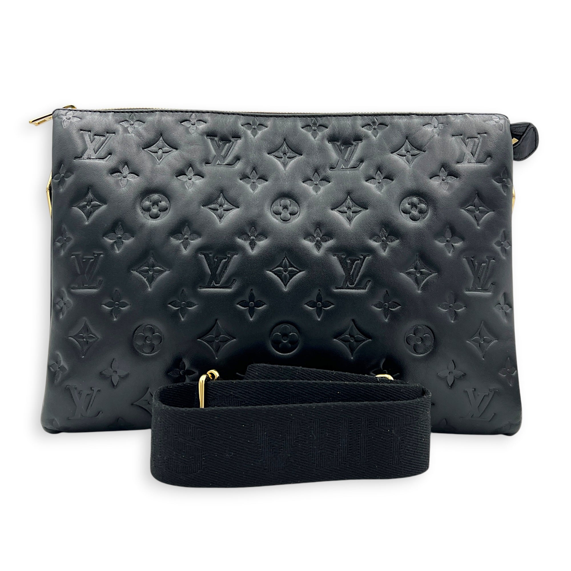 Coussin Shoulder Bag MM Black in Monogram Empreinte Leather, Gold hardware