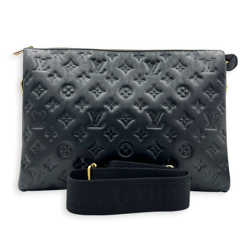 Coussin Shoulder Bag MM Black in Monogram Empreinte Leather, Gold hardware