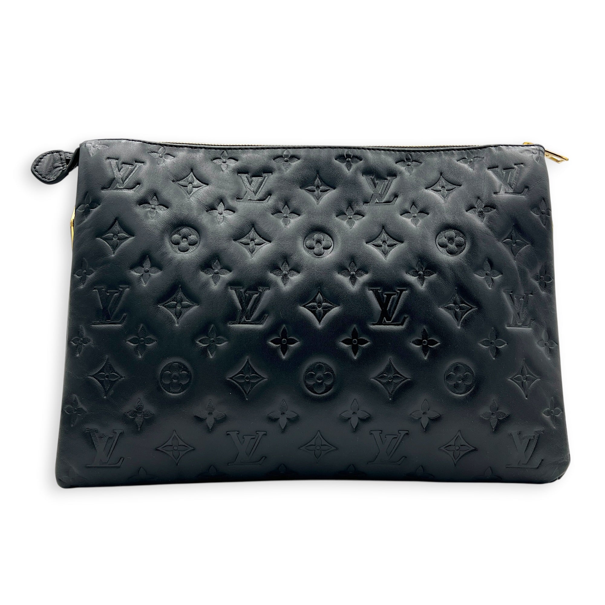 Coussin Shoulder Bag MM Black in Monogram Empreinte Leather, Gold hardware