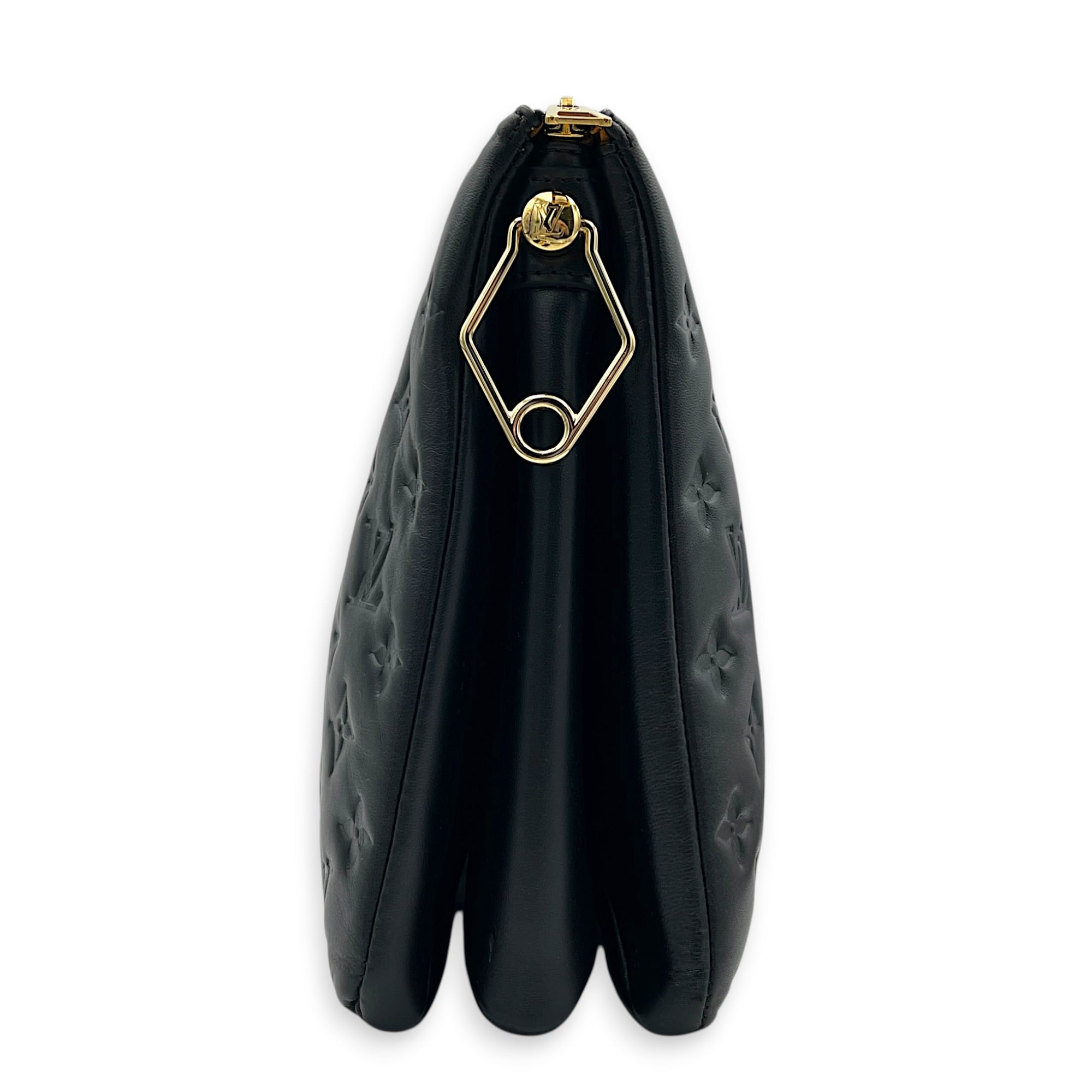 Coussin Shoulder Bag MM Black in Monogram Empreinte Leather, Gold hardware
