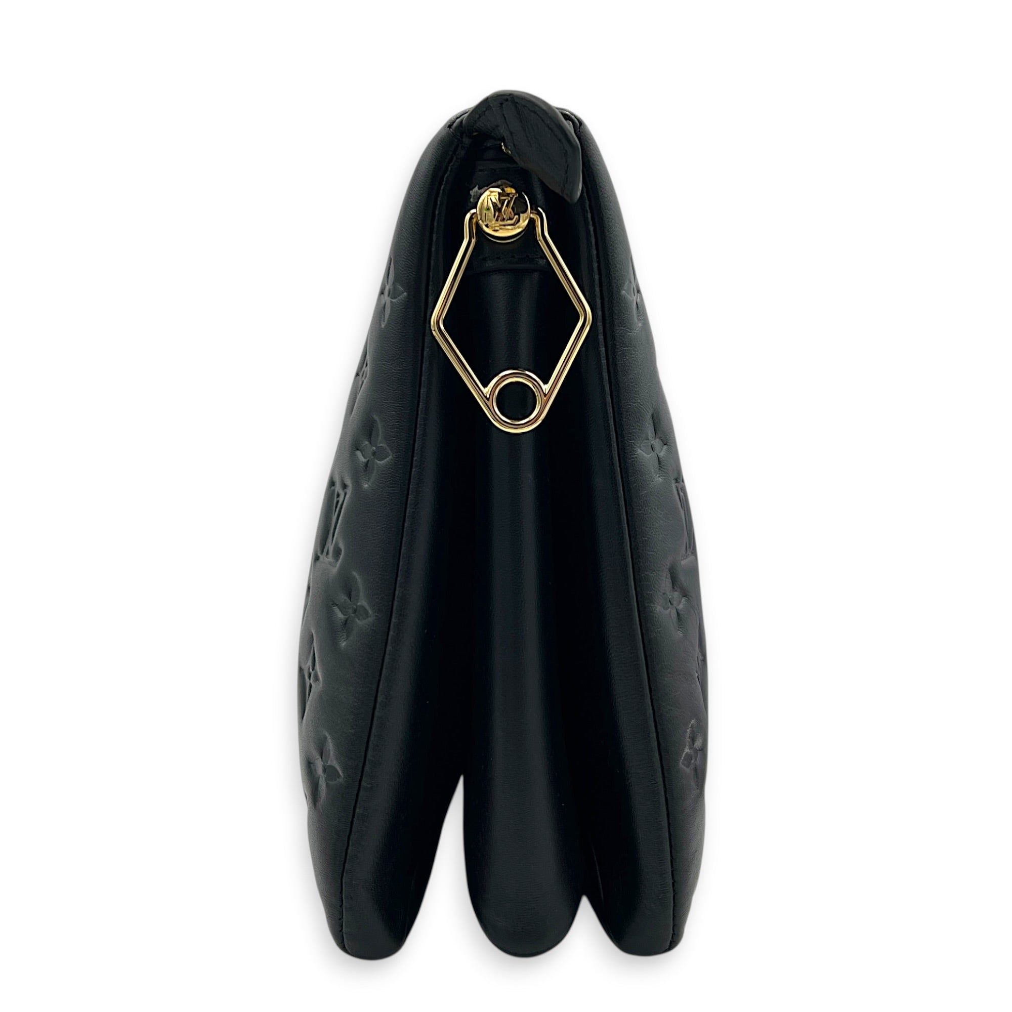 Coussin Shoulder Bag MM Black in Monogram Empreinte Leather, Gold hardware