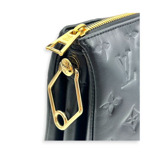 Coussin Shoulder Bag MM Black in Monogram Empreinte Leather, Gold hardware