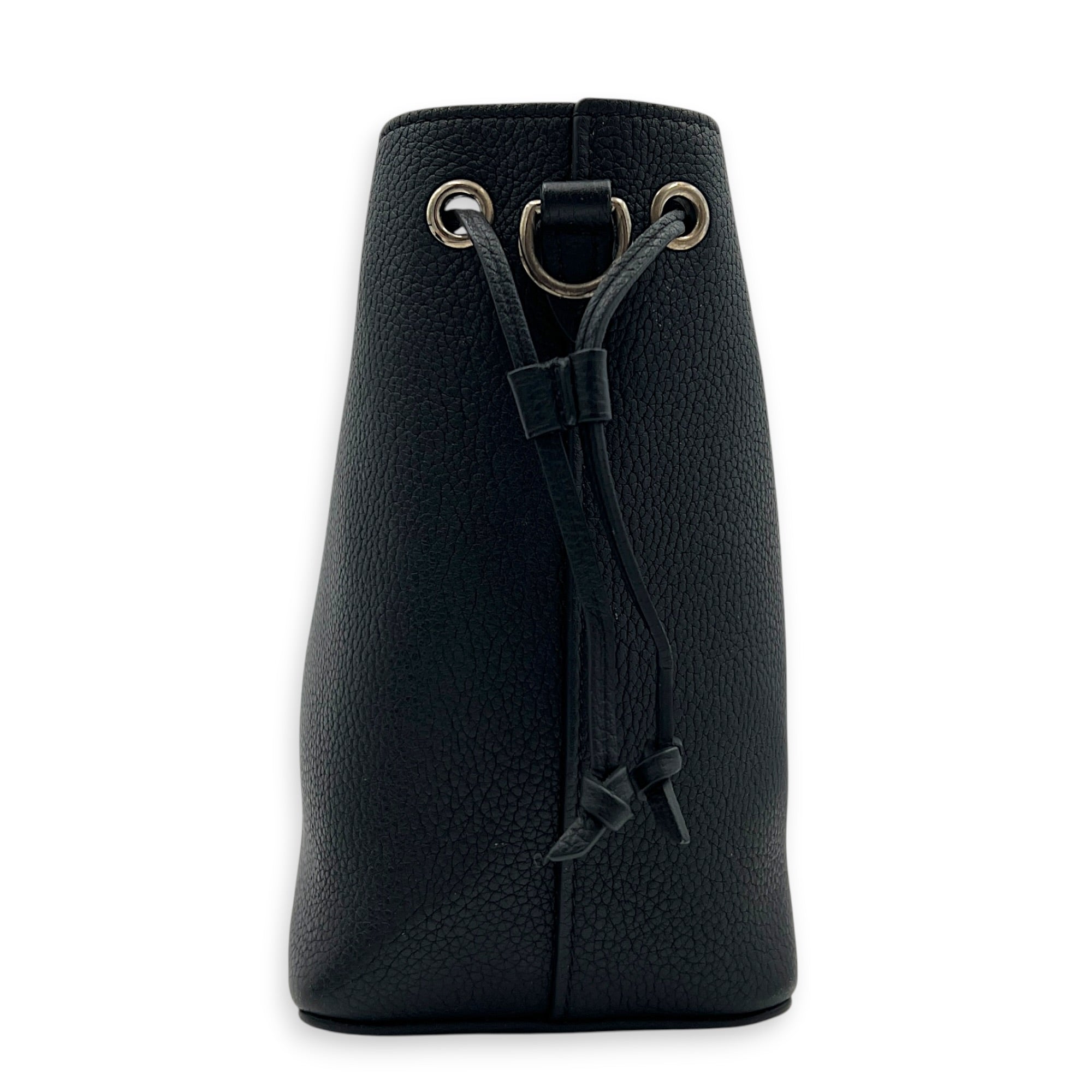 LockMe Bucket Bag Nano  Black in Taurillon Leather, Silver hardware
