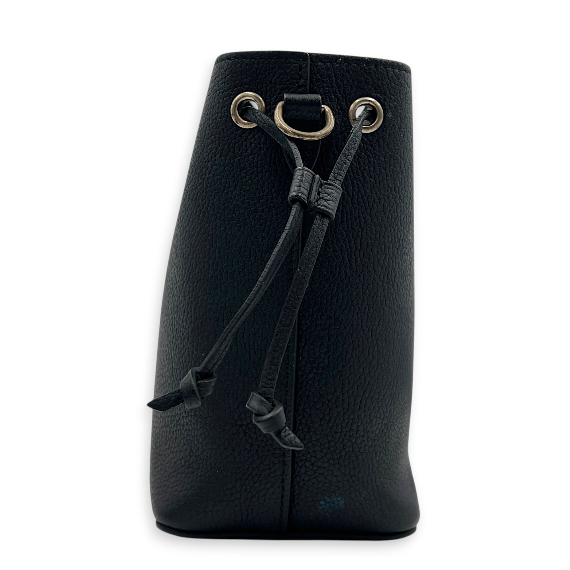 LockMe Bucket Bag Nano  Black in Taurillon Leather, Silver hardware