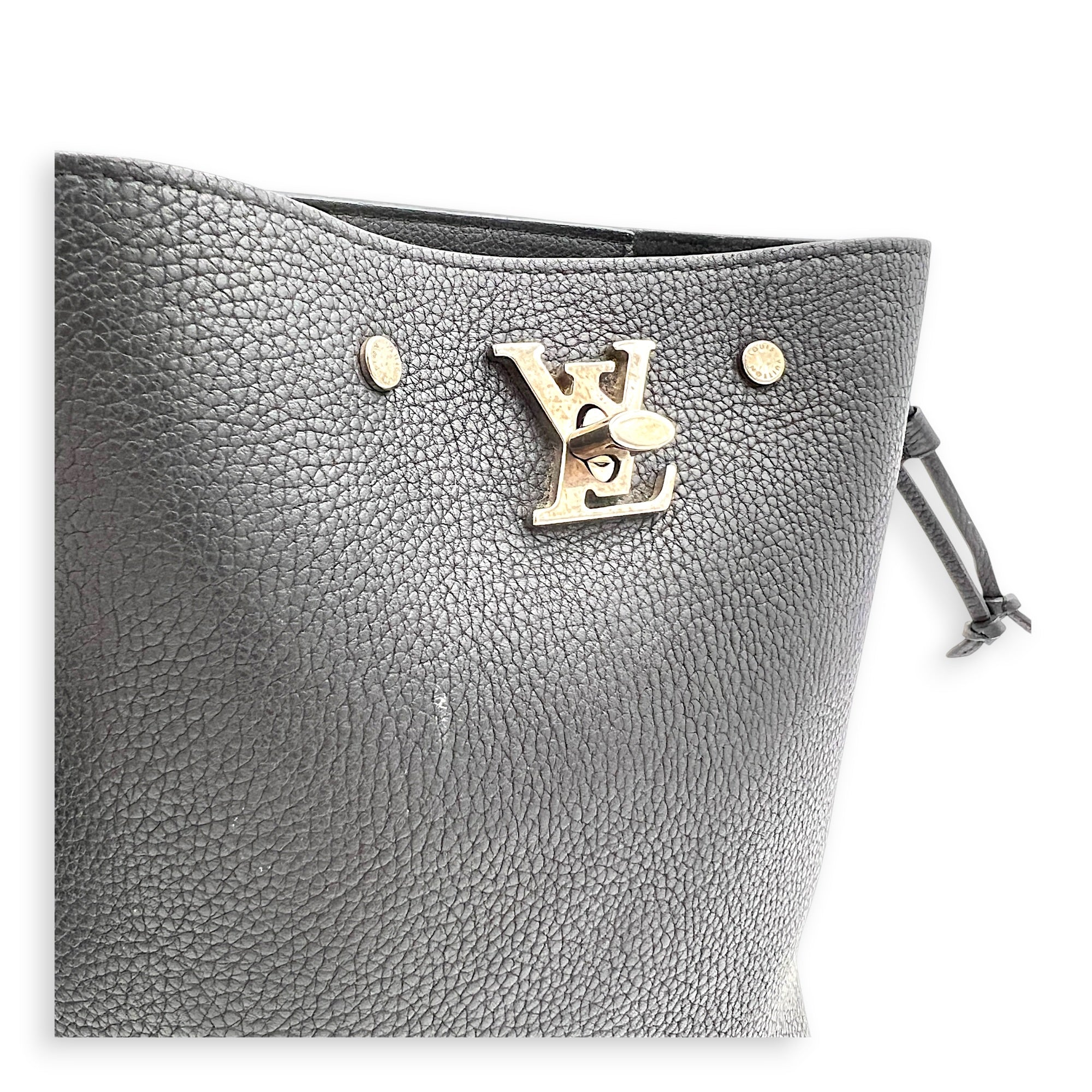 LockMe Bucket Bag Nano  Black in Taurillon Leather, Silver hardware