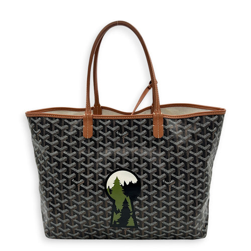 Saint Louis Tote Bag PM Brown in Coated Canvas, Silver hardware