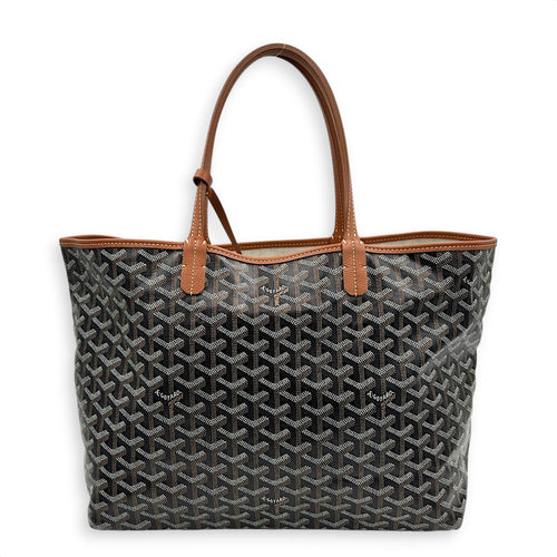 Saint Louis Tote Bag PM Brown in Coated Canvas, Silver hardware