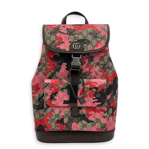 Ophidia Backpack Camouflage in Coated Canvas, Gold hardware