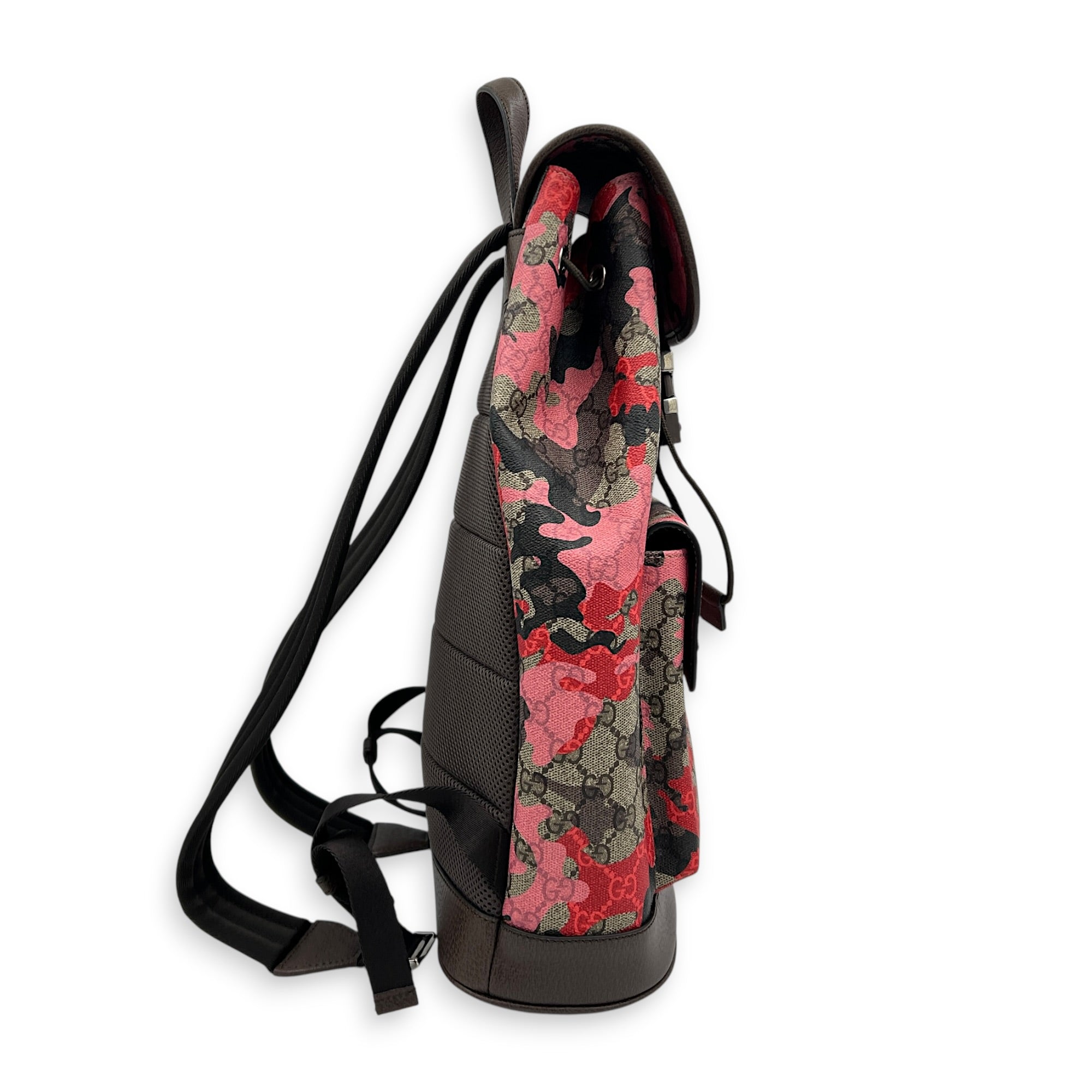 Ophidia Backpack Camouflage in Coated Canvas, Gold hardware