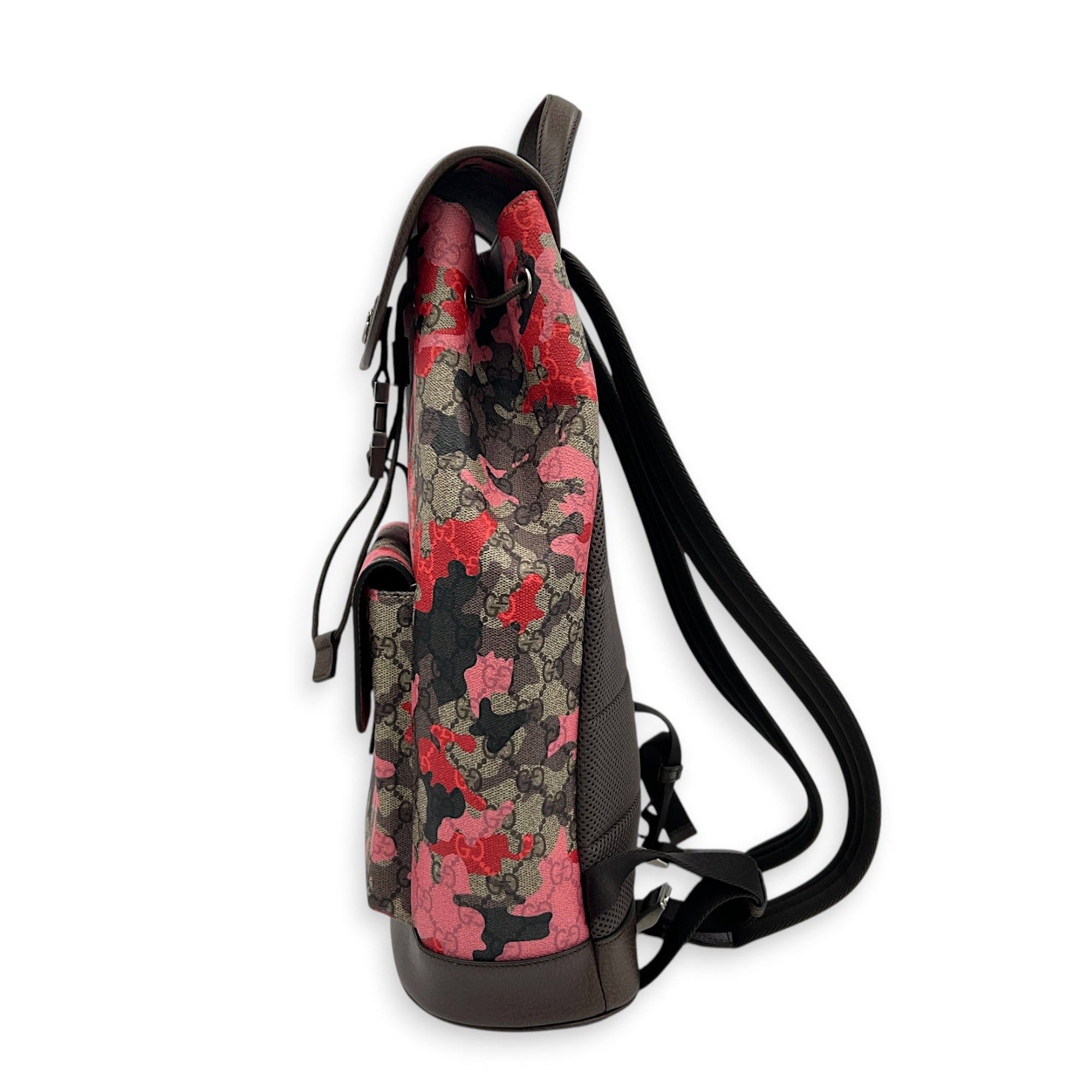 Ophidia Backpack Camouflage in Coated Canvas, Gold hardware