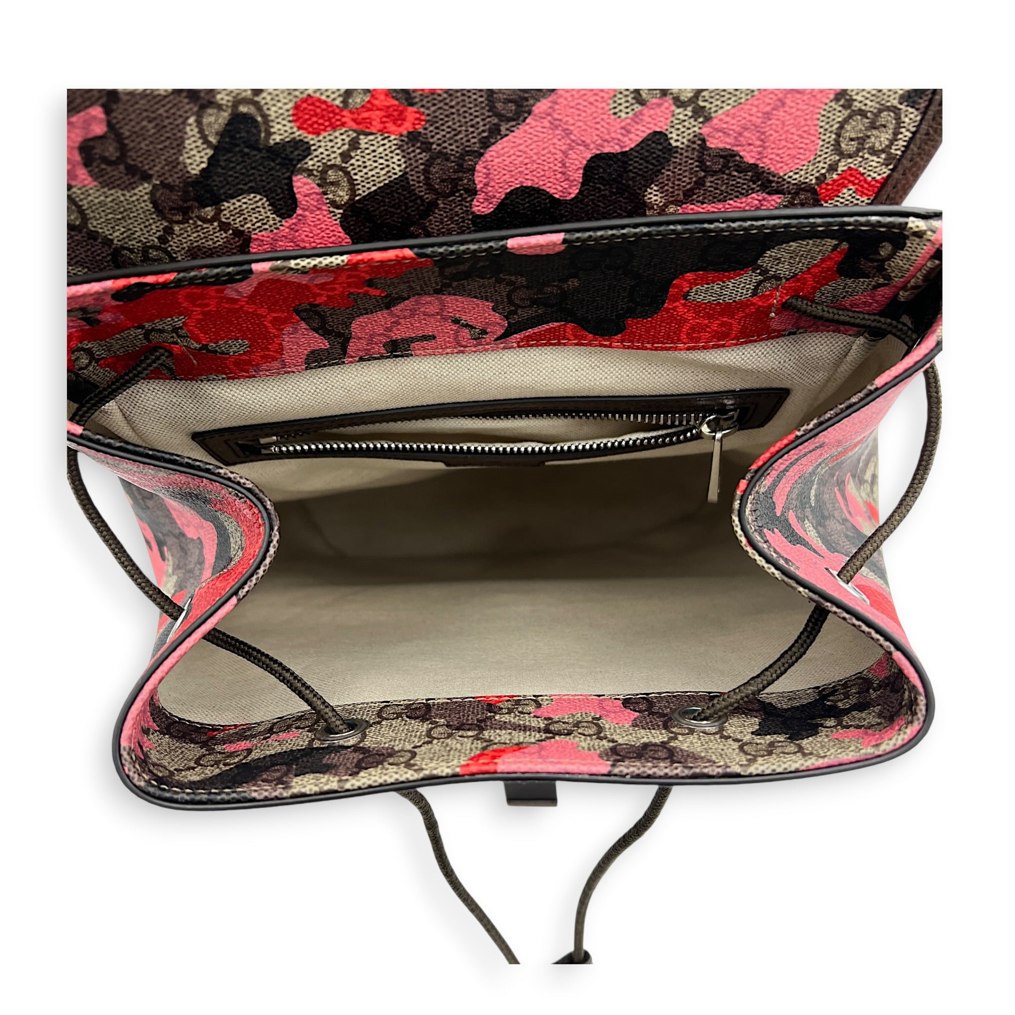 Ophidia Backpack Camouflage in Coated Canvas, Gold hardware