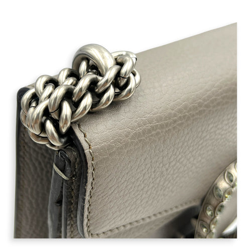 Dionysus Grey Shoulder Bag in Calfskin, Silver hardware