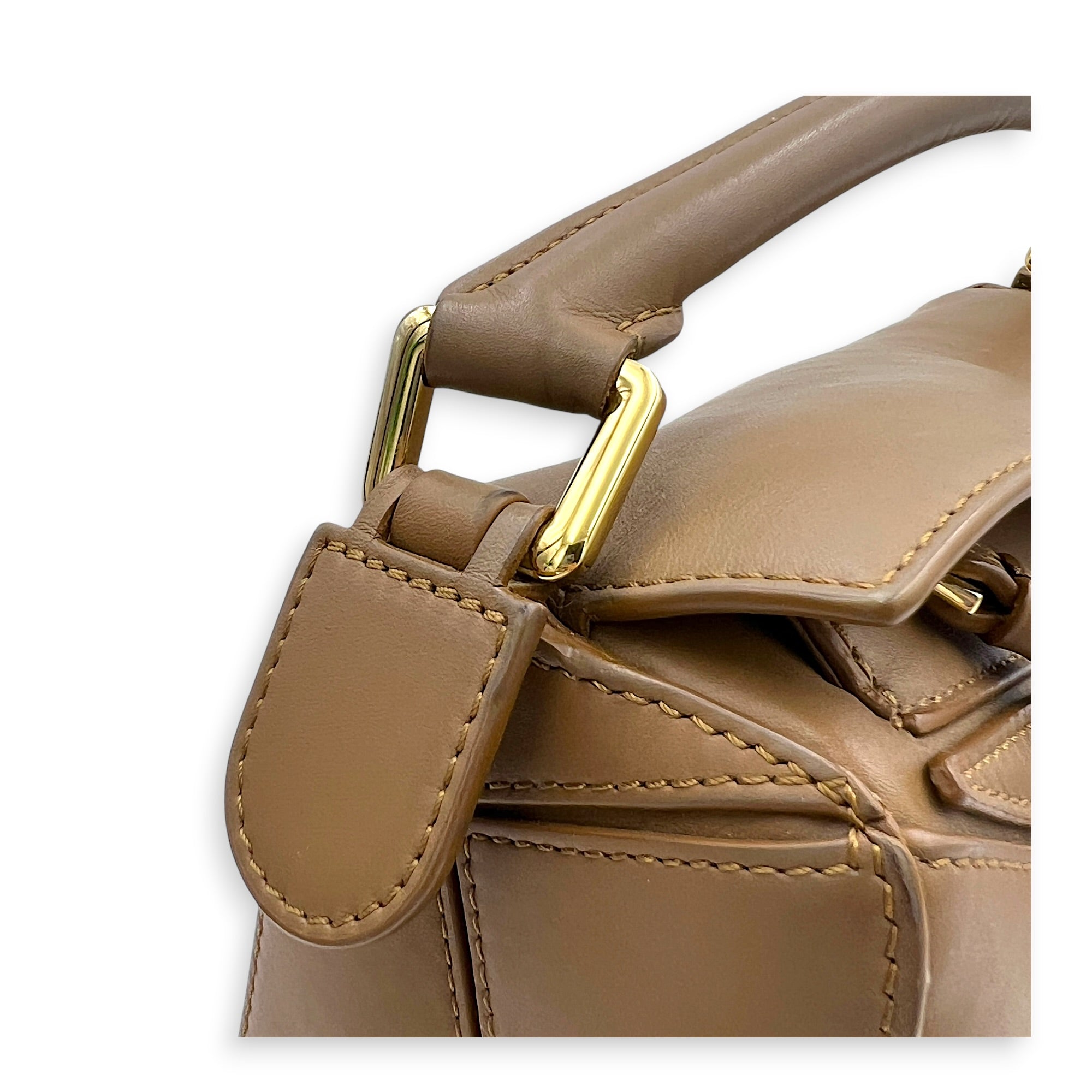 Puzzle Shoulder Bag Small Brown in Calfskin, Gold hardware