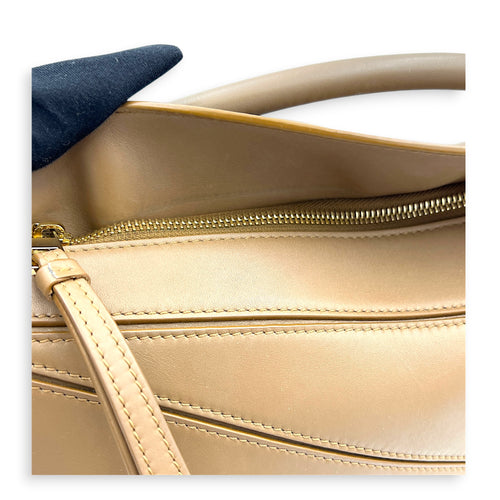 Puzzle Shoulder Bag Small Brown in Calfskin, Gold hardware