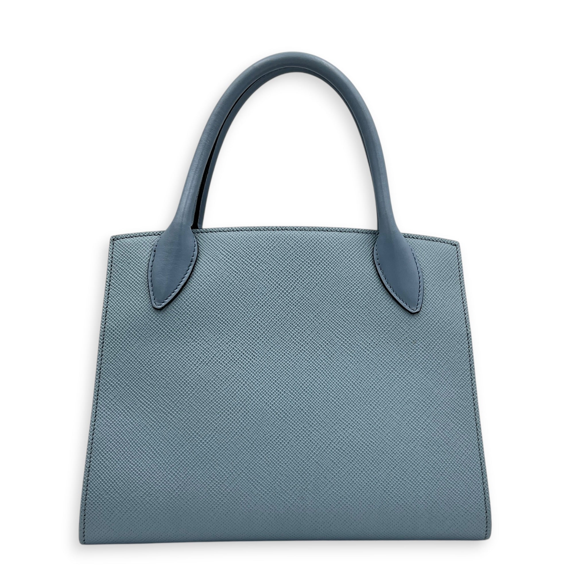 Monochrome Top Handle Bag Blue in Saffiano Leather, Gold hardware