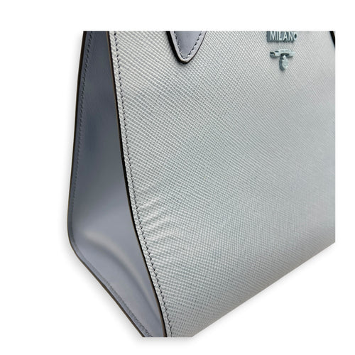 Monochrome Top Handle Bag Blue in Saffiano Leather, Gold hardware