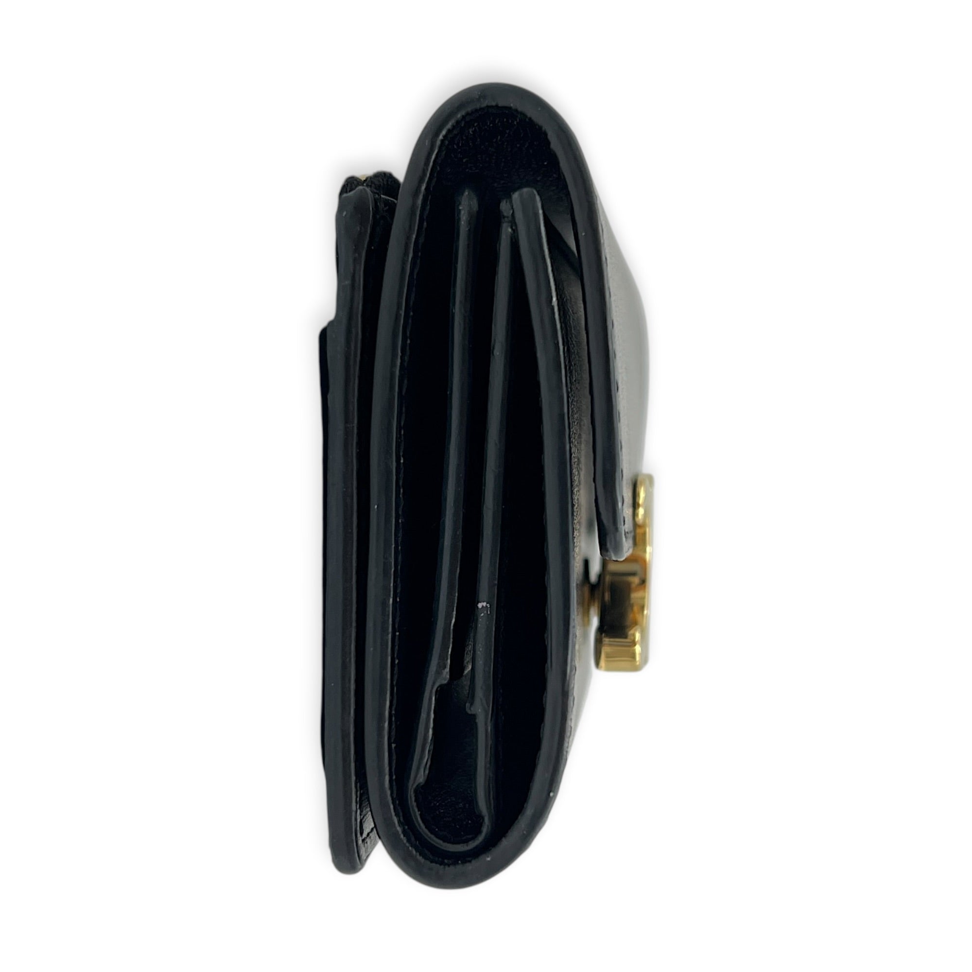 Triomphe Wallet Small Black in Calfskin, Gold hardware