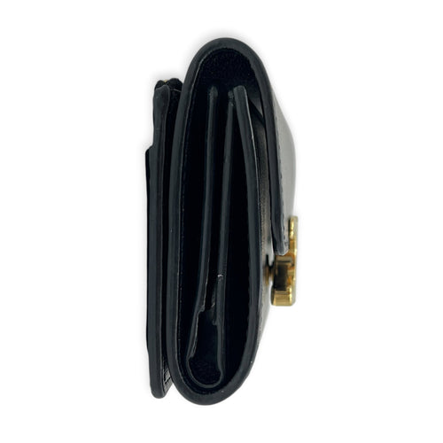 Triomphe Wallet Small Black in Calfskin, Gold hardware