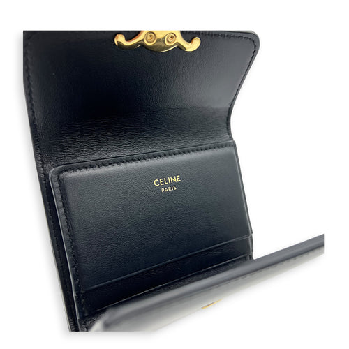 Triomphe Wallet Small Black in Calfskin, Gold hardware
