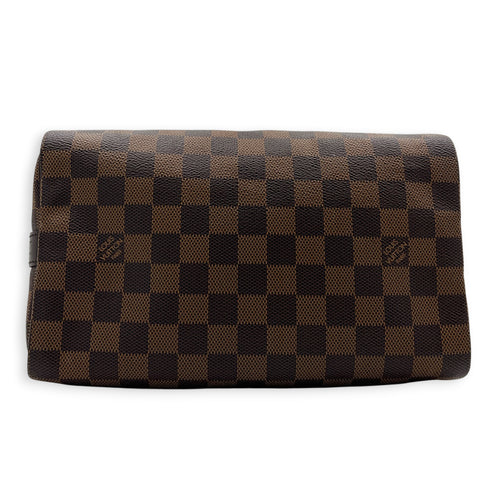 Speedy Bandouliere Top Handle Bag 25 Damier Ebene in Coated Canvas, Gold hardware