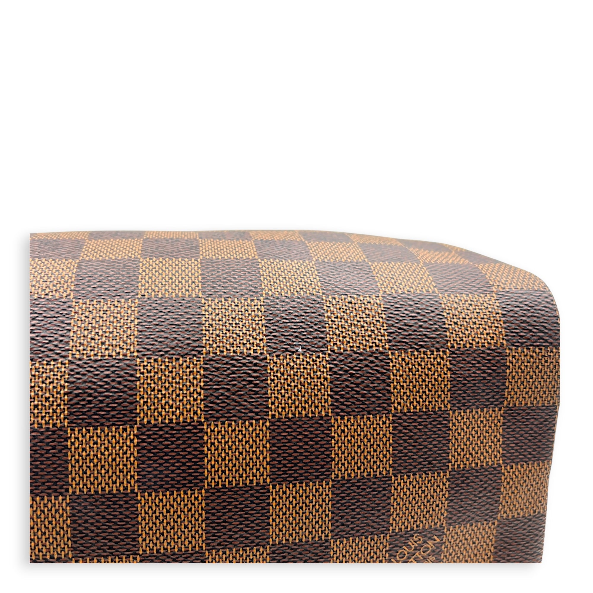 Speedy Bandouliere Top Handle Bag 25 Damier Ebene in Coated Canvas, Gold hardware