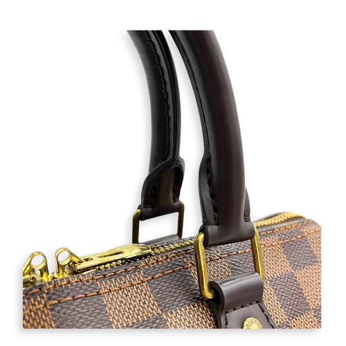Speedy Bandouliere Top Handle Bag 25 Damier Ebene in Coated Canvas, Gold hardware