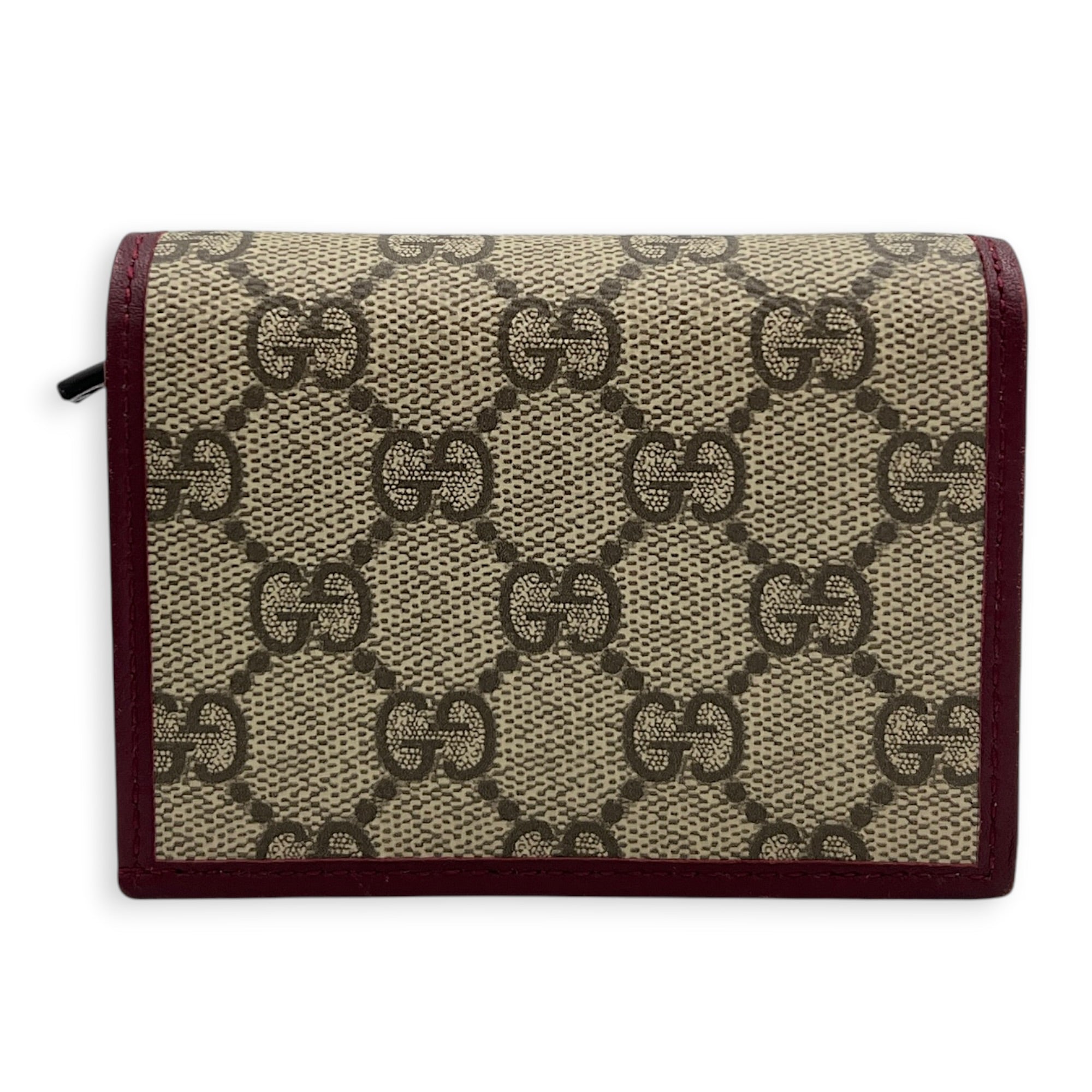 Horsebit 1955 Card Holder Burgundy/Ebony GG Supreme, Gold hardware