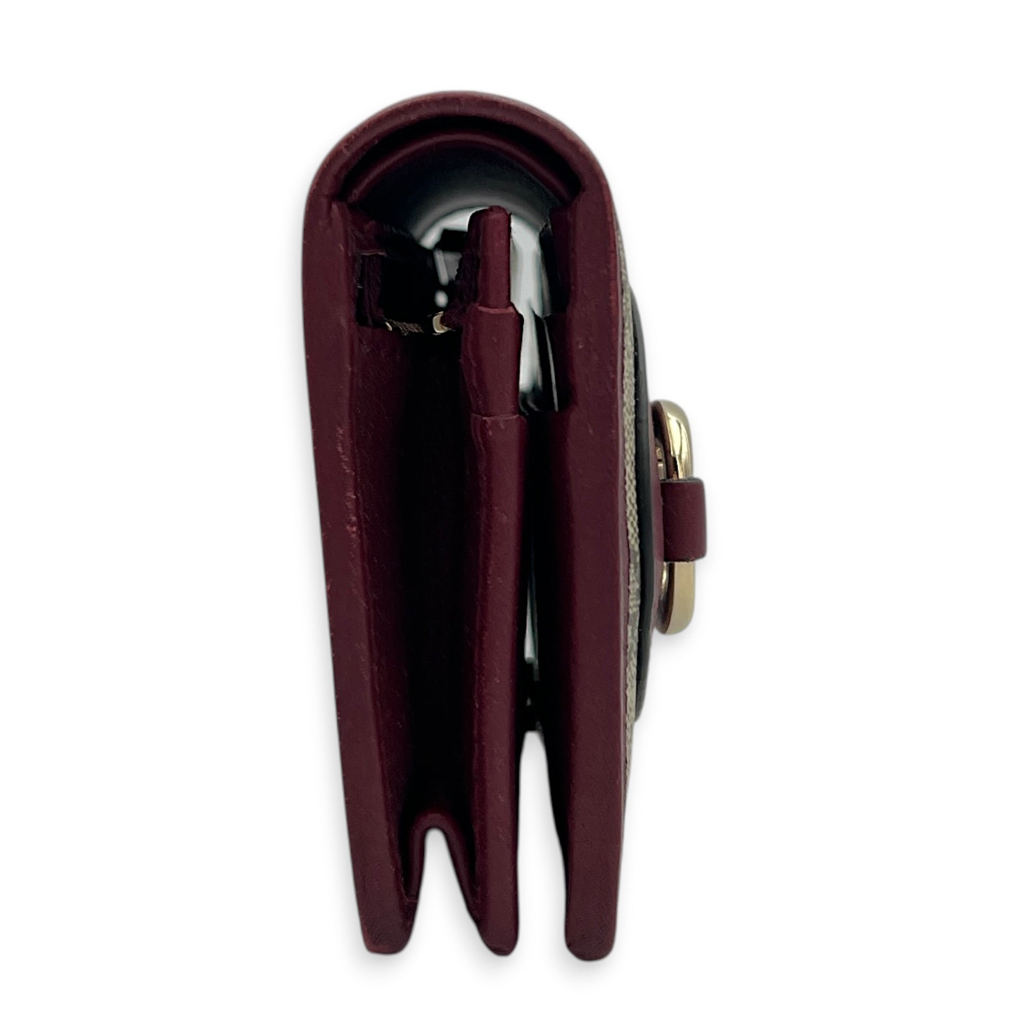 Horsebit 1955 Card Holder Burgundy/Ebony GG Supreme, Gold hardware