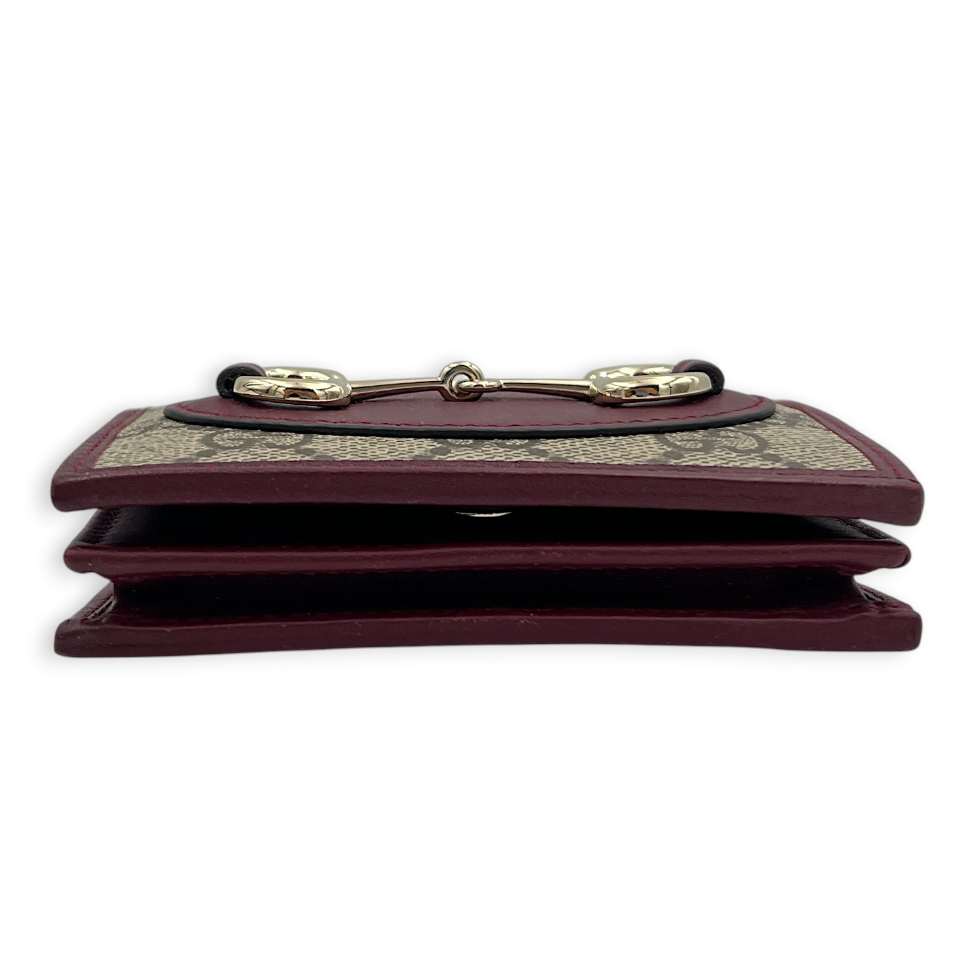 Horsebit 1955 Card Holder Burgundy/Ebony GG Supreme, Gold hardware