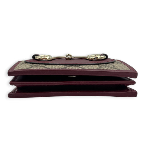 Horsebit 1955 Card Holder Burgundy/Ebony GG Supreme, Gold hardware