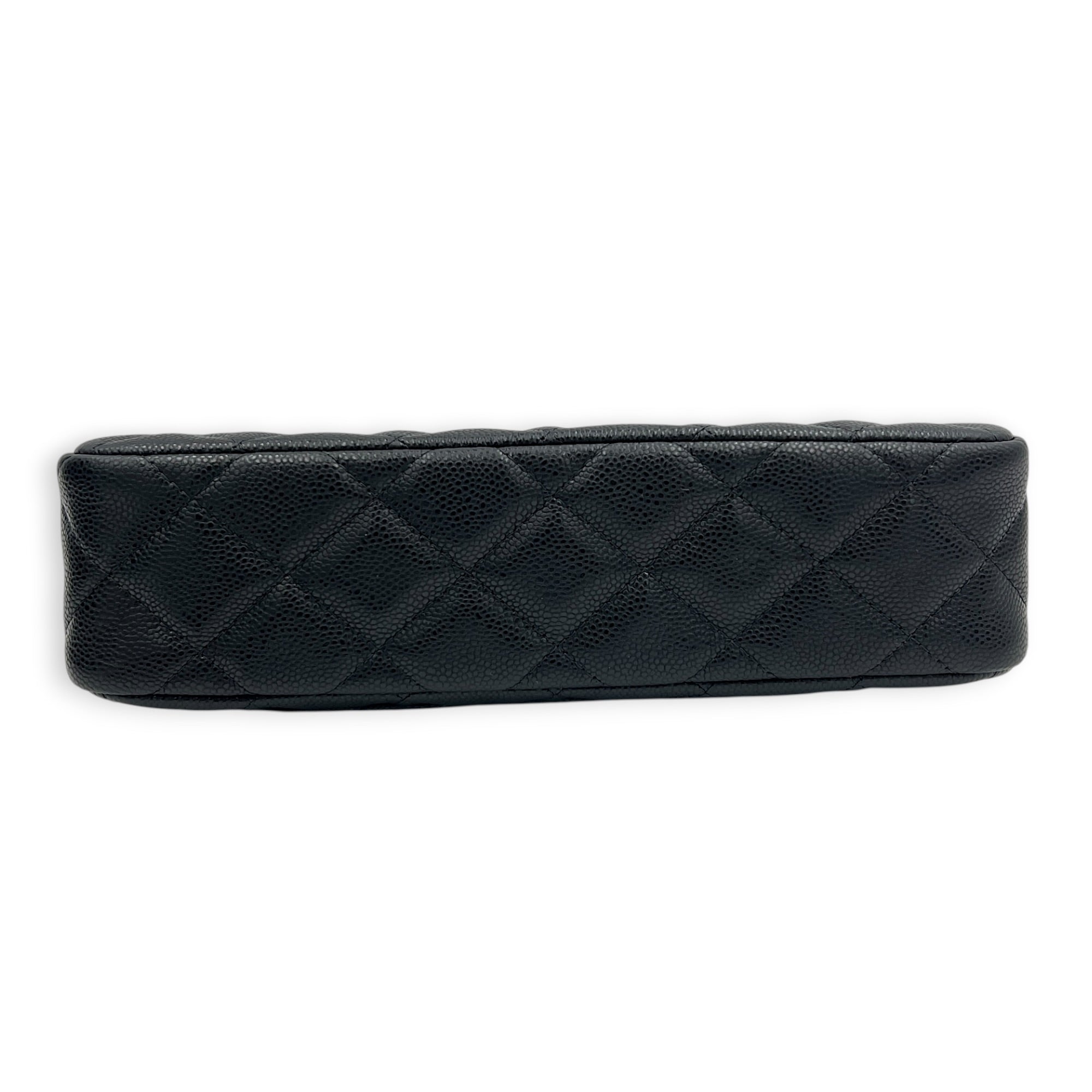 25A Chain Clutch Shoulder Bag Black in Caviar Leather, Gold hardware