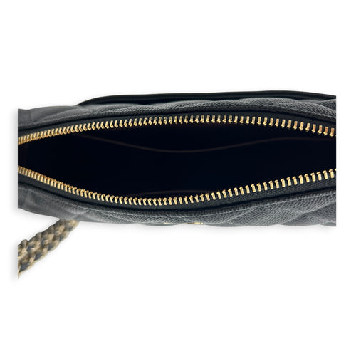 25A Chain Clutch Shoulder Bag Black in Caviar Leather, Gold hardware
