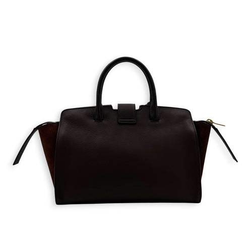Cabas Tote Bag Medium Dark Tobacco in Calfskin, Gold hardware