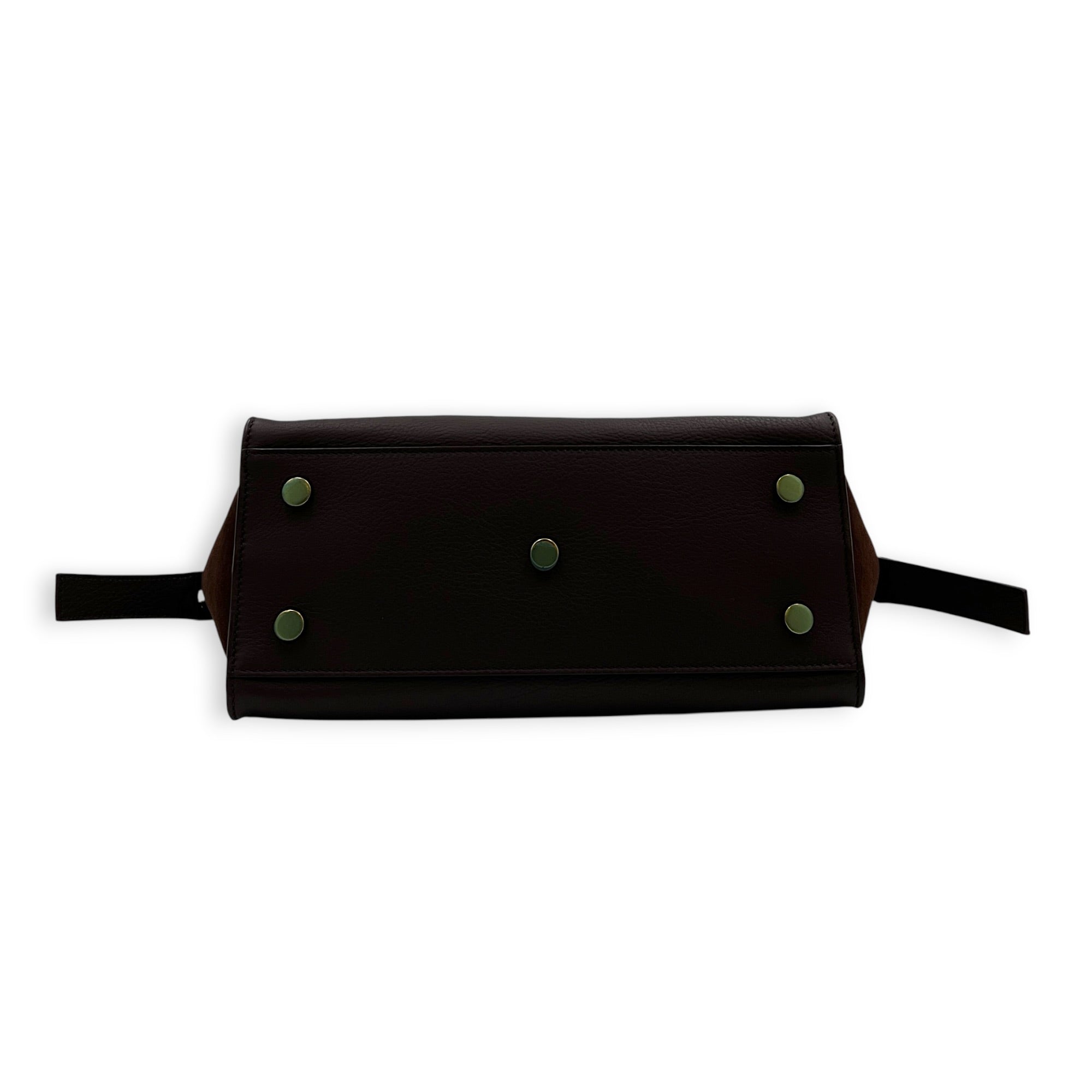 Cabas Tote Bag Medium Dark Tobacco in Calfskin, Gold hardware